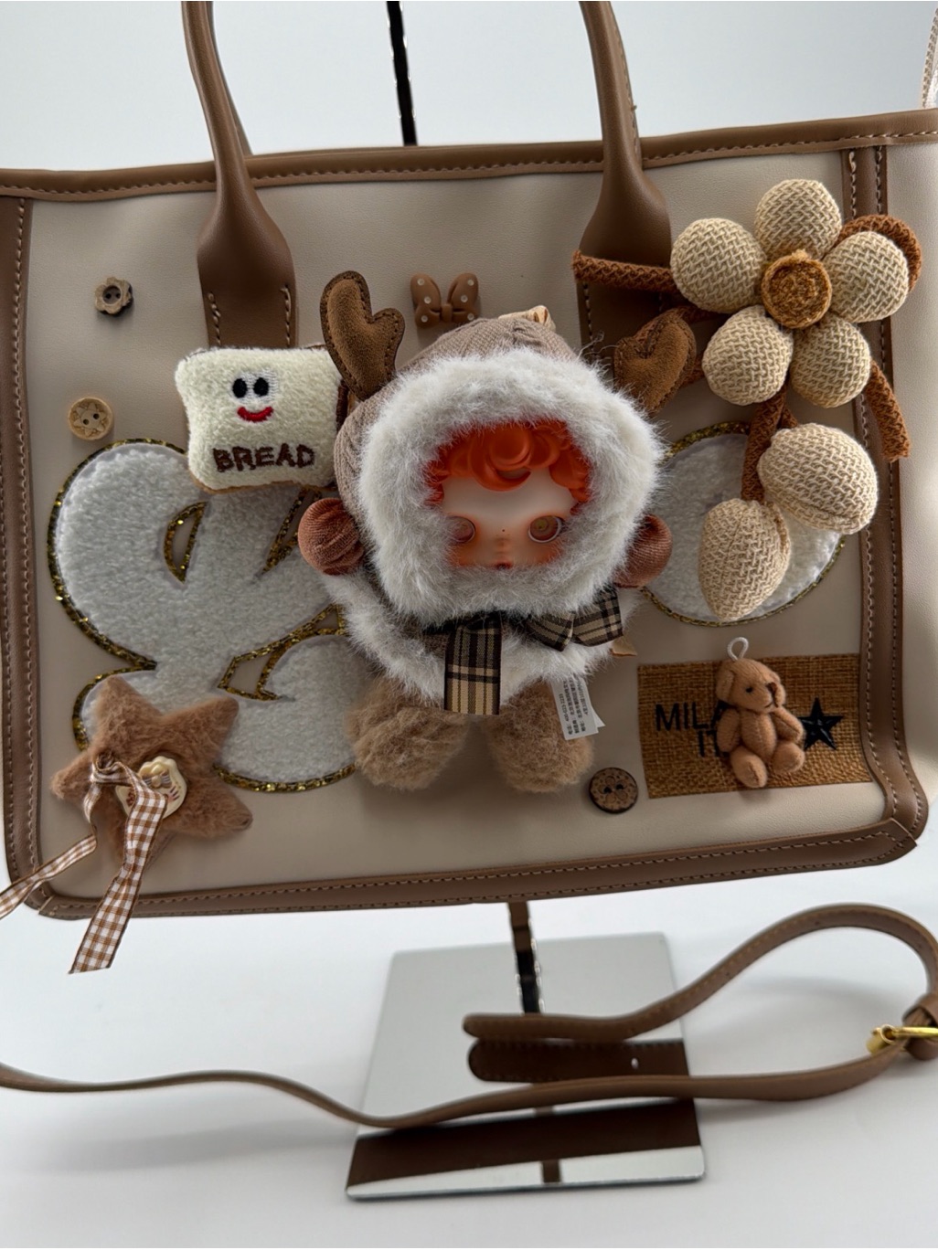 Skullpanda Wandererâs Tune Doll In Brown And Cream Soft Tote Purse